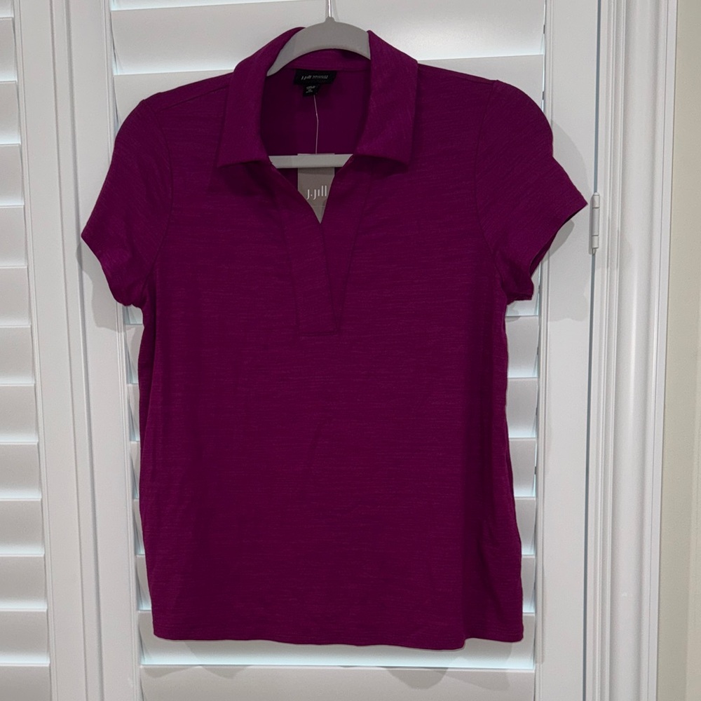 J. Jill Purple Short Sleeve Polo Top